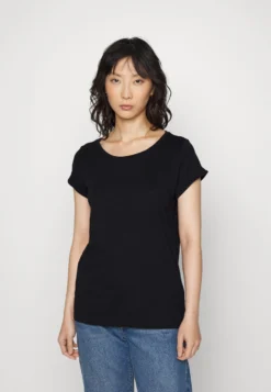 Edc By Esprit Slub Round Neck - T-Shirt Basic - Black