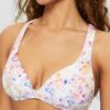 ESPRIT Wattiertes Mit Floralem Print - Bikinitop - Teal Blue