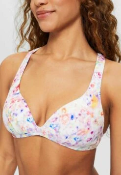 ESPRIT Wattiertes Mit Floralem Print - Bikinitop - Teal Blue
