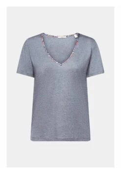 ESPRIT Mit Geblümtem V Ausschnitt - T-Shirt Print - Navy -Esprit 0330d4ae60094f2c9dfe69c4696074d1