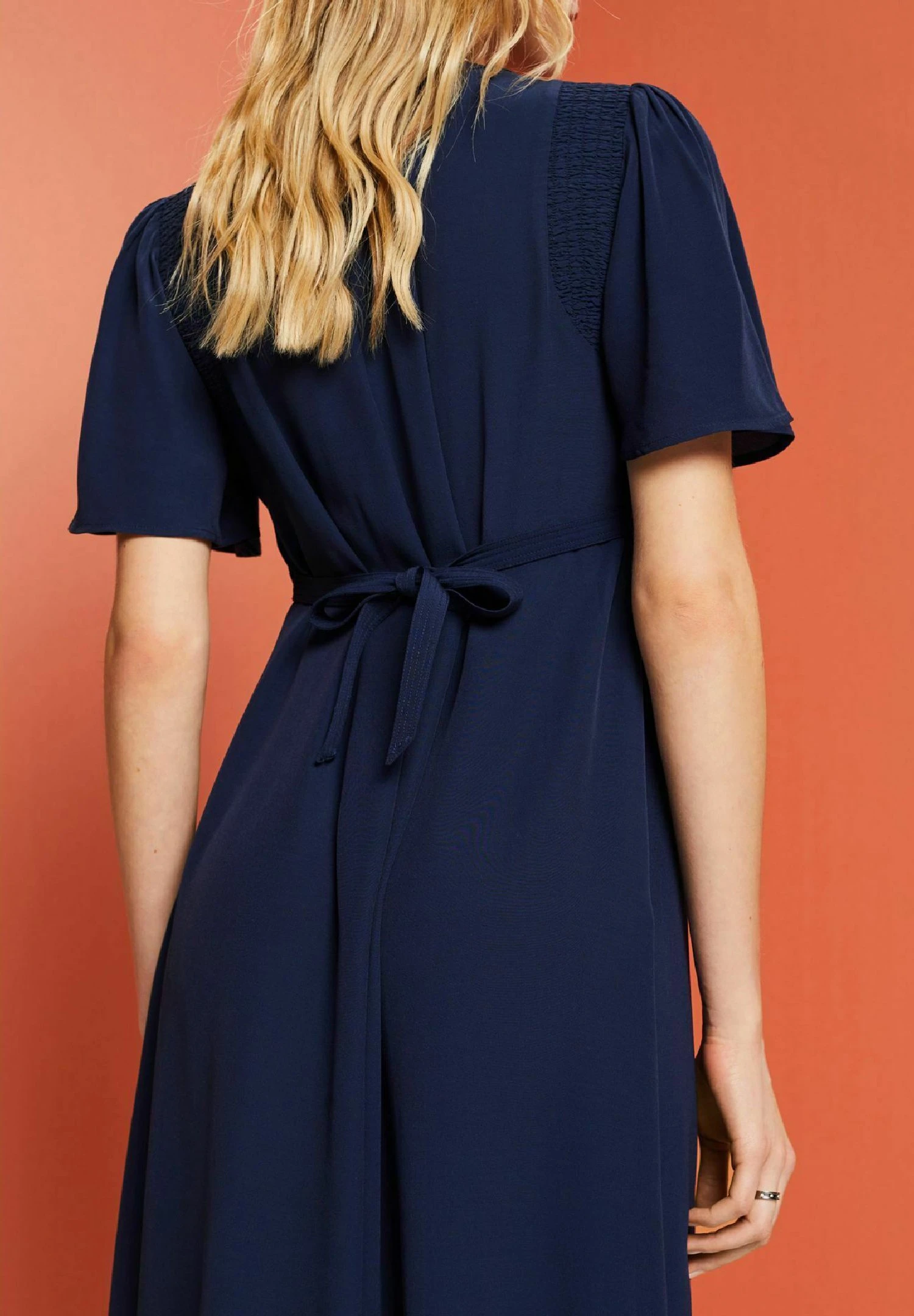 ESPRIT Midi Mit Fixiertem Bindegürtel - Jurk - Navy 8 ESPRIT Midi Mit Fixiertem Bindegürtel - Jurk - Navy - Afbeelding 8