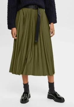 ESPRIT Mit Gürtel - A-Lijn Rok - Dark Khaki