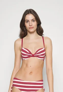ESPRIT Brela Beach Padded Plunge Bra Stripe - Bikinitop - Dark Red 3