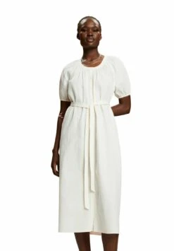 ESPRIT Midi Mit Bindegürtel- Blousejurk - White