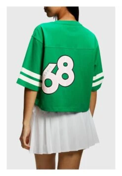 ESPRIT Cropped College Mit Logo - T-Shirt Print - Emerald Green