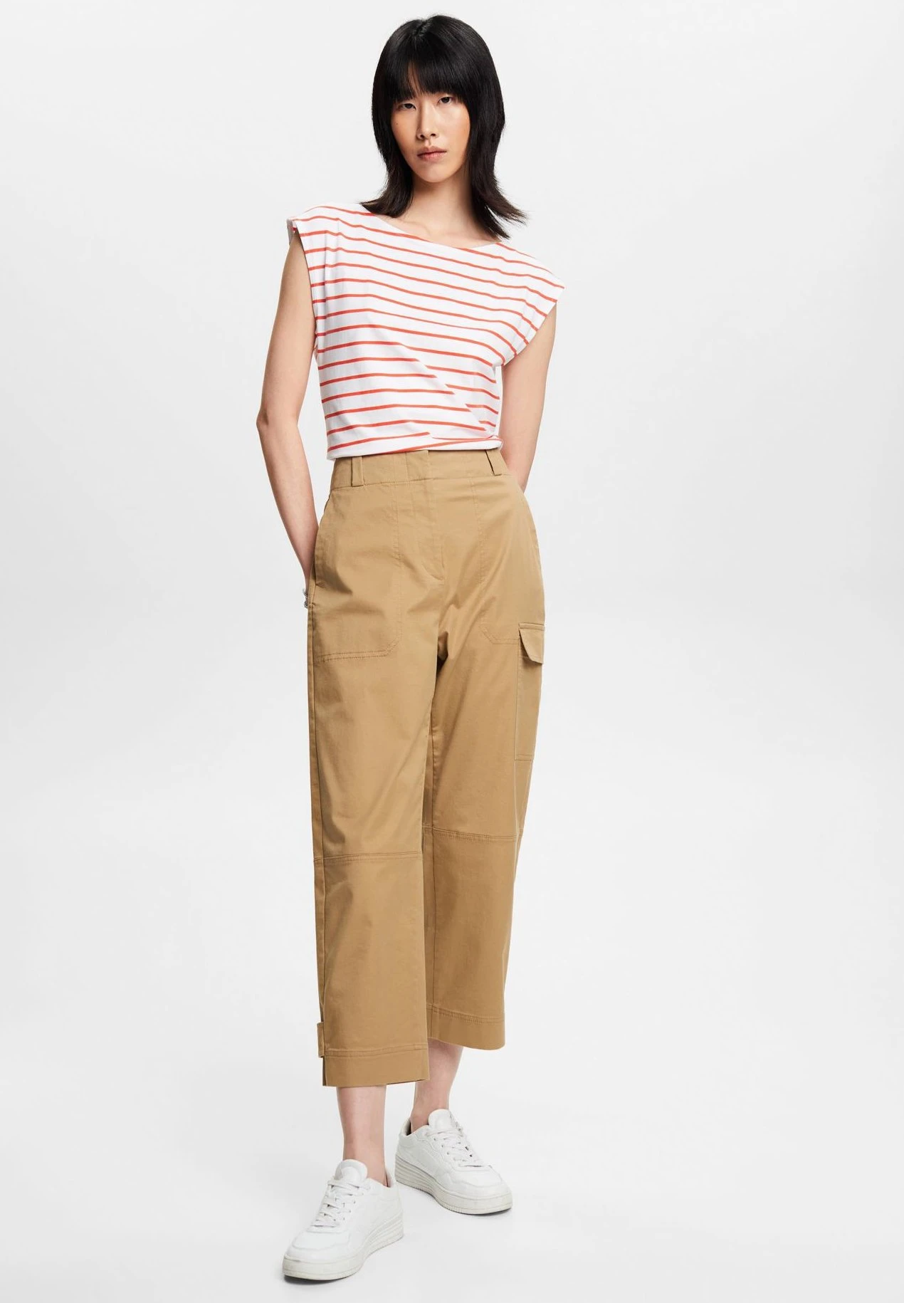 ESPRIT Sslv Stripe - T-Shirt Print - Orange Red 2 ESPRIT Sslv Stripe - T-Shirt Print - Orange Red - Afbeelding 2