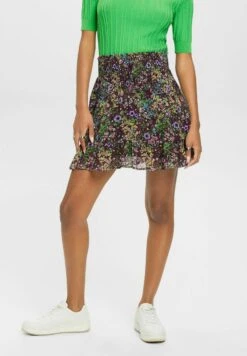 Edc By Esprit Mit Blumenmuster - A-Lijn Rok - Dark Purple