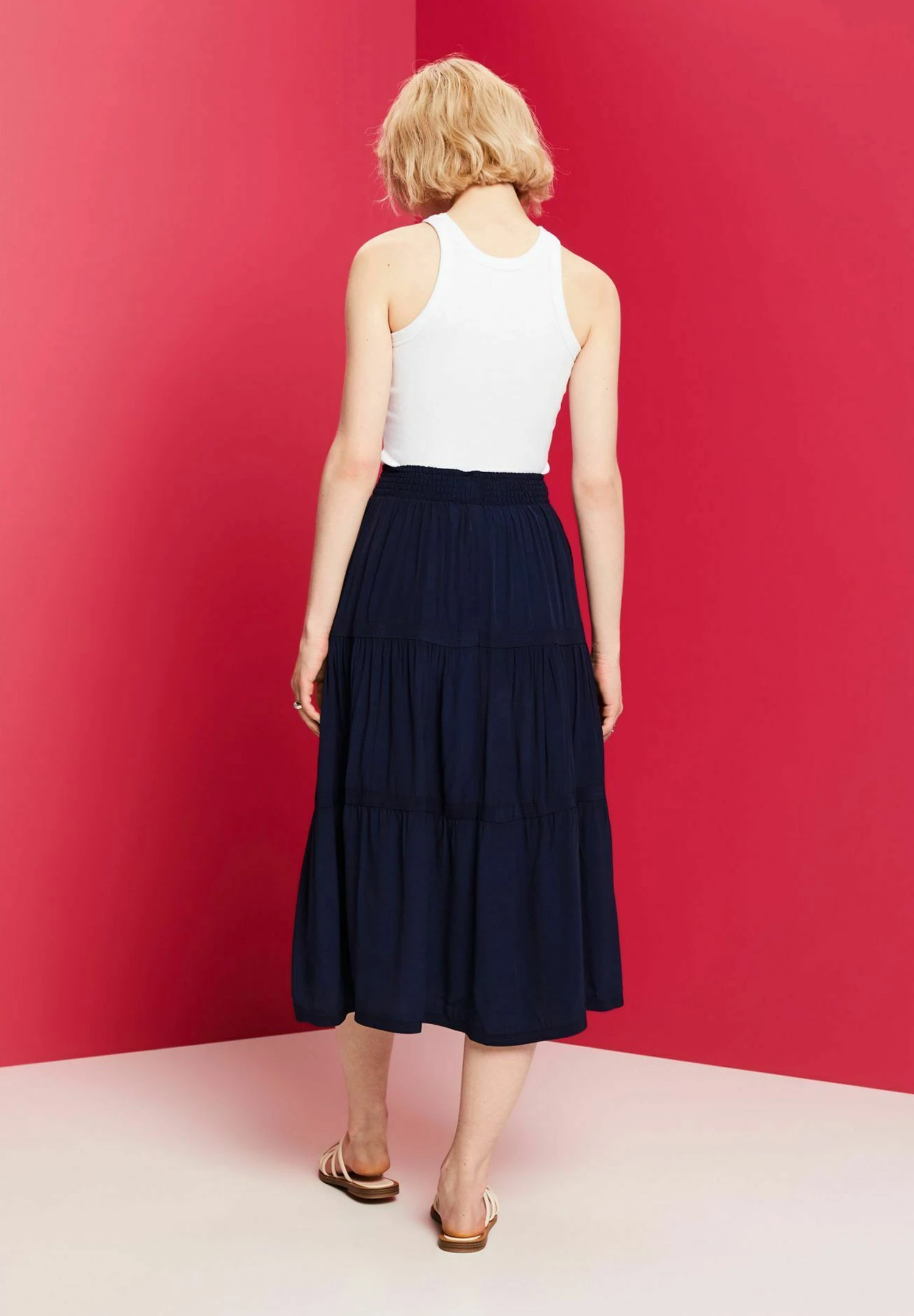 ESPRIT Midi - A-Lijn Rok - Navy 5 ESPRIT Midi - A-Lijn Rok - Navy - Afbeelding 5