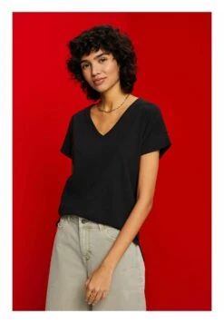 Edc By Esprit Mit V Ausschnitt - T-Shirt Basic - Black -Esprit 343aa49d74e143b8a08009d895b86cc2