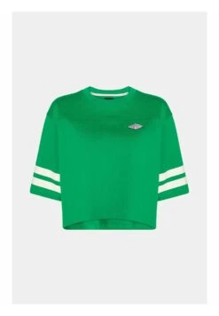 ESPRIT Cropped College Mit Logo - T-Shirt Print - Emerald Green -Esprit 3778bdf7ccc14910926f9002338da14a