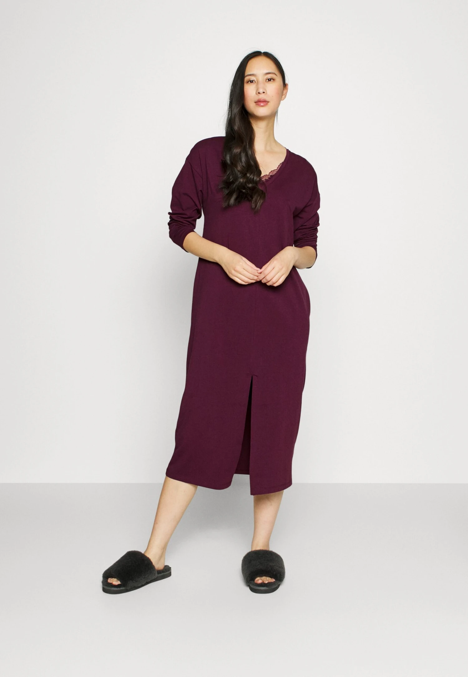 ESPRIT Seasonal Long Sleeve - Nachtjapon - Bordeaux Red 2 ESPRIT Seasonal Long Sleeve - Nachtjapon - Bordeaux Red - Afbeelding 2