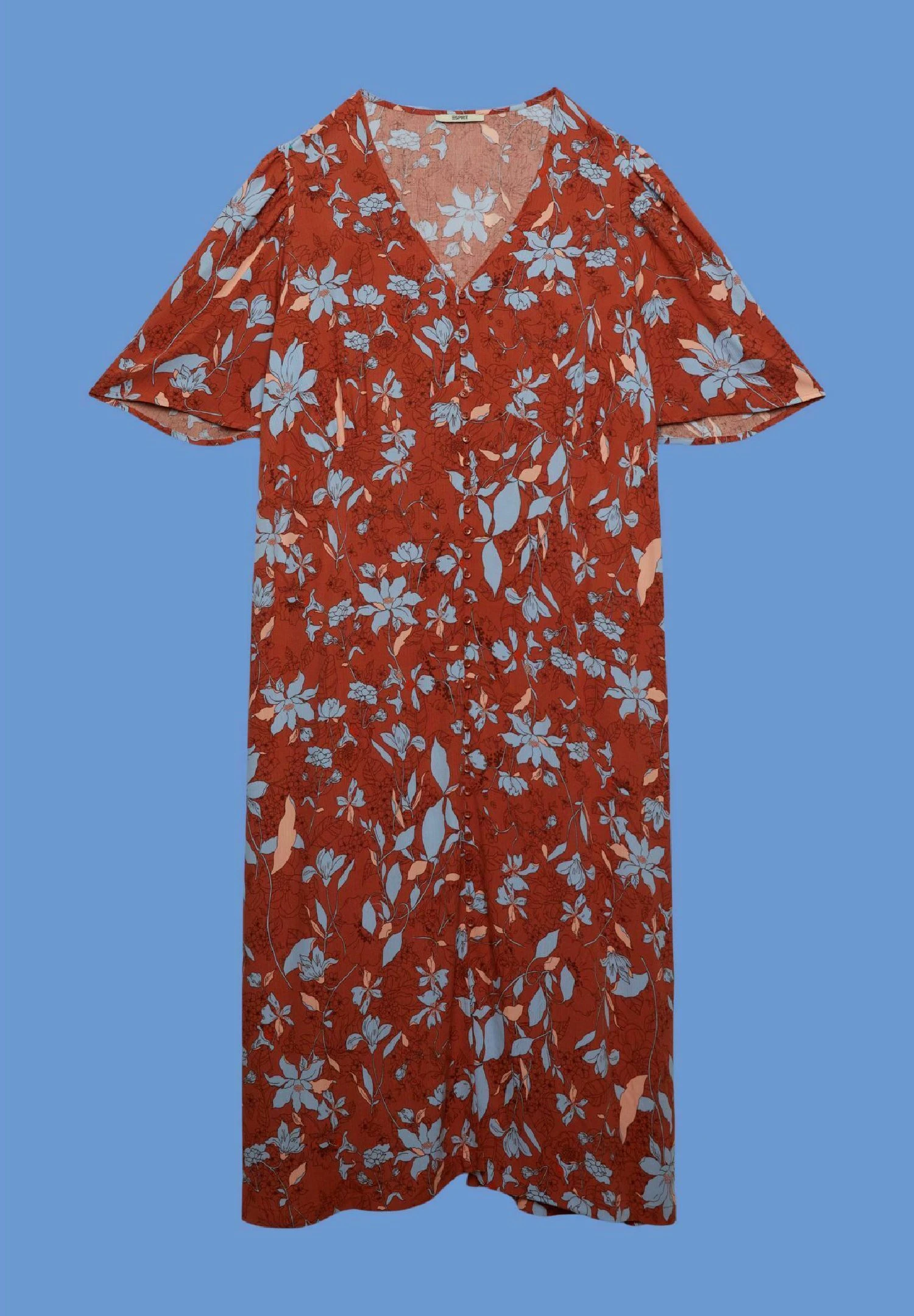 ESPRIT Curvy Midi Mit Allover-Muster - Jurk - Coral Orange 2 ESPRIT Curvy Midi Mit Allover-Muster - Jurk - Coral Orange - Afbeelding 2