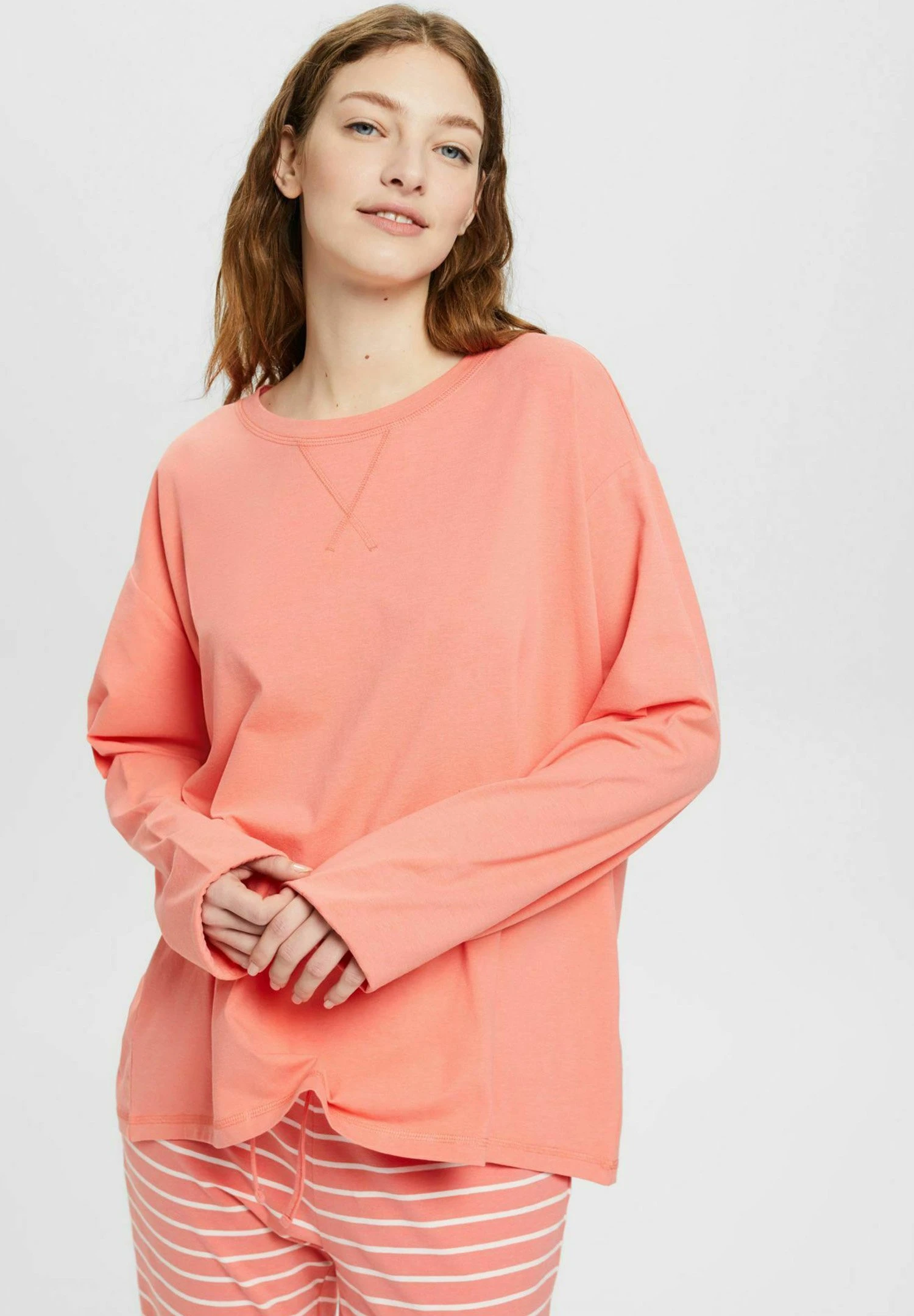 ESPRIT Longsleeve - Pyjamashirt - Coral 1 ESPRIT Longsleeve - Pyjamashirt - Coral