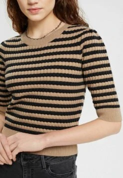 ESPRIT Gestreifter Mit Verkürzten Ärmeln - T-Shirt Print - Taupe -Esprit 4accf62c6561461daf210fb31c65058a