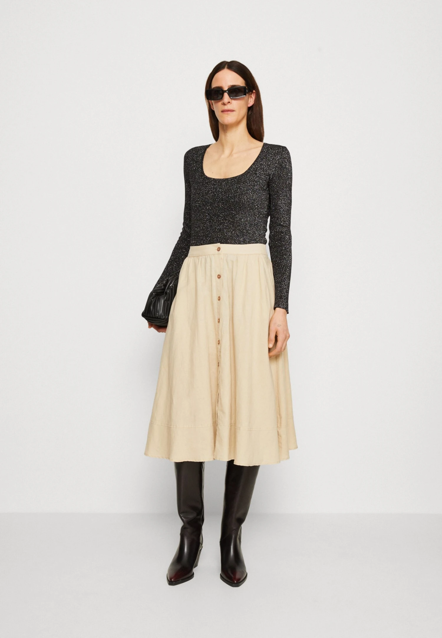 ESPRIT Buttoned Skirt - A-Lijn Rok - Sand 2 ESPRIT Buttoned Skirt - A-Lijn Rok - Sand - Afbeelding 2