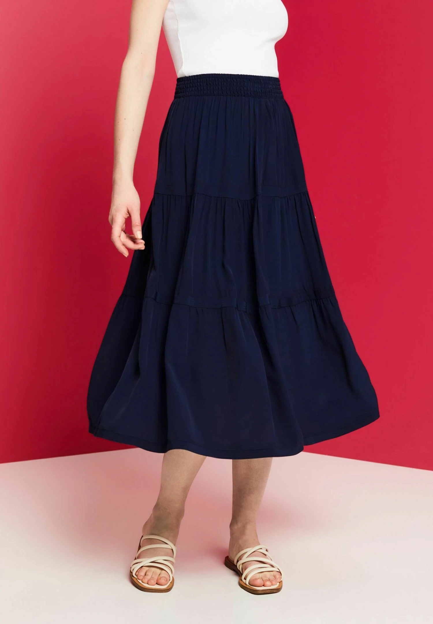 ESPRIT Midi - A-Lijn Rok - Navy 4 ESPRIT Midi - A-Lijn Rok - Navy - Afbeelding 4