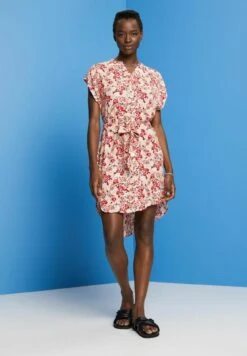 ESPRIT Mit Gürtel Und Crêpe-Effekt - Jurk - Light Pink