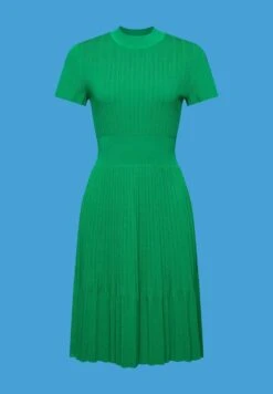 ESPRIT Mit Plisseefalten Und Stehkragen - Gebreide Jurk - Emerald Green -Esprit 60fd6fe79e1a4a1b8f5ed43359ac419c