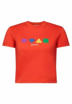 ESPRIT Mit Geometrischem - T-Shirt Print - Orange Red New -Esprit 67c877f3746f4a0782023fb0bd01f513