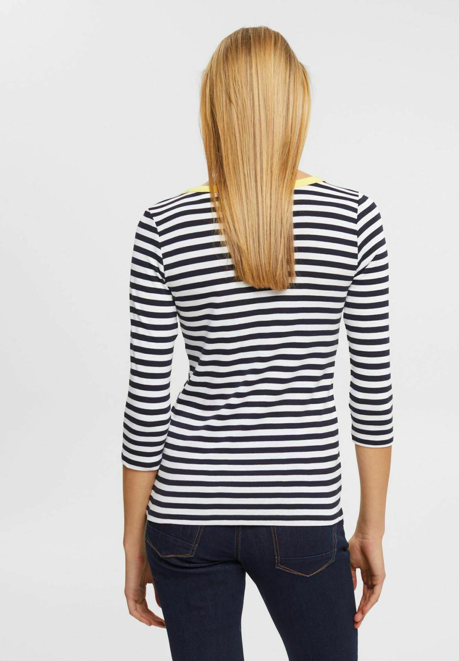 Edc By Esprit Full Needle Striped 3/4 Sleeve Tee - Longsleeve - Navy Blue 3 Edc By Esprit Full Needle Striped 3/4 Sleeve Tee - Longsleeve - Navy Blue - Afbeelding 3