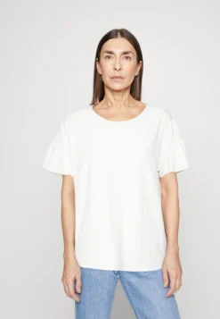 Edc By Esprit Open Structure - T-Shirt Print - White