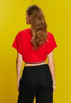 ESPRIT Cropped Mit Glitzer Detail - T-Shirt Print - Red -Esprit 806acba722934e81b8876d2a656b6a58