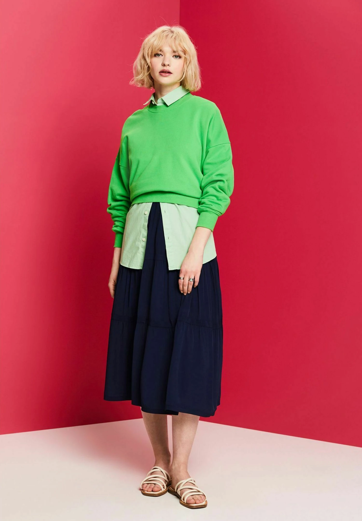 ESPRIT Midi - A-Lijn Rok - Navy 7 ESPRIT Midi - A-Lijn Rok - Navy - Afbeelding 7