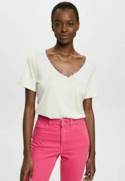 ESPRIT Mit Geblümtem V Ausschnitt - T-Shirt Print - Ice