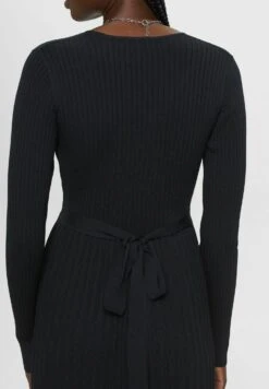 ESPRIT Plissiertes Wickel Mit Langen Ärmeln - Gebreide Jurk - Black -Esprit 85647ecb5fe74f27a43152ba5cfe5676