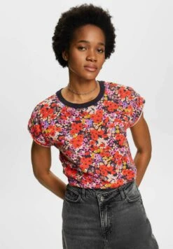 ESPRIT Mit Floralem Allover-Muster - T-Shirt Print - Navy