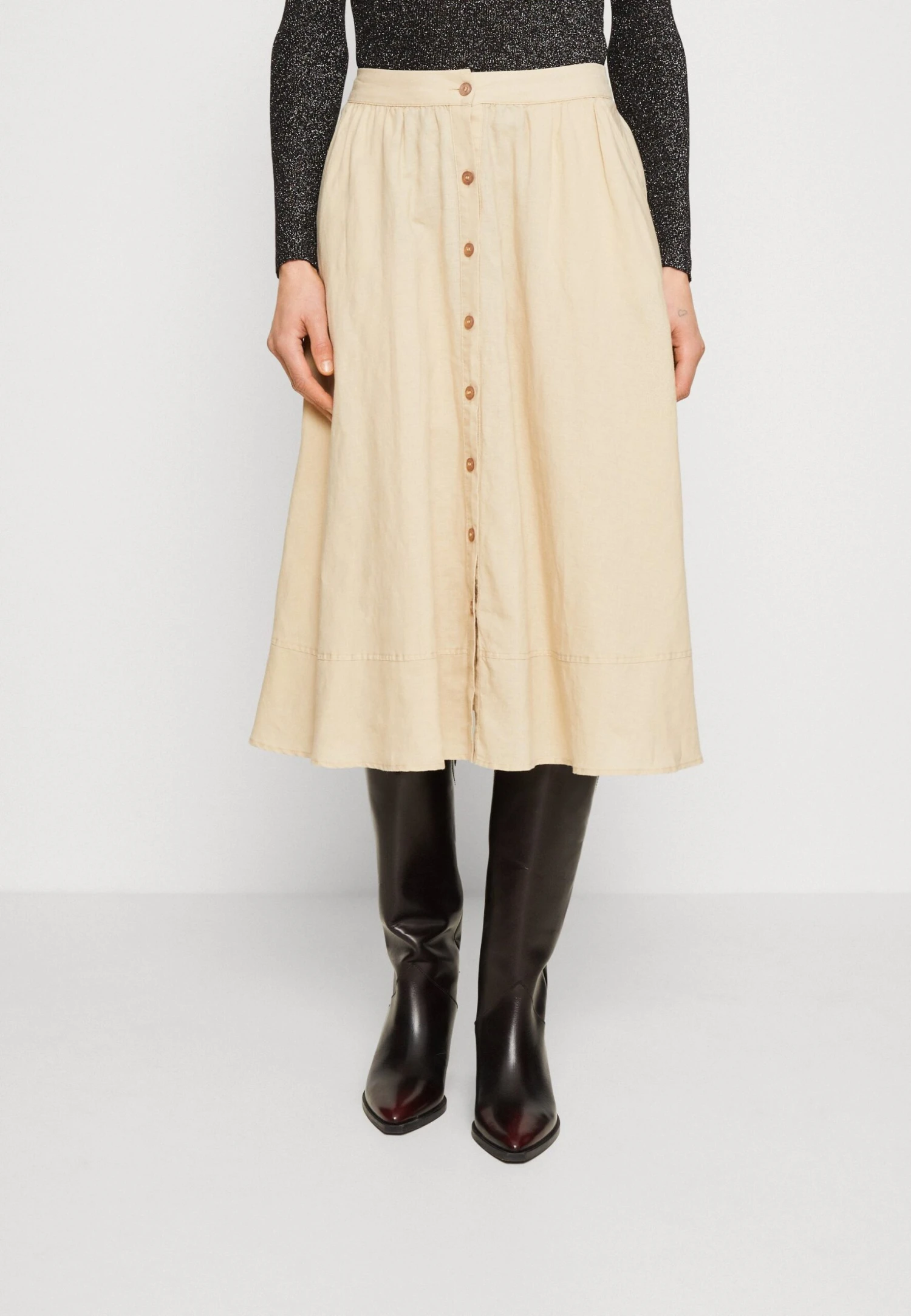 ESPRIT Buttoned Skirt - A-Lijn Rok - Sand 1 ESPRIT Buttoned Skirt - A-Lijn Rok - Sand