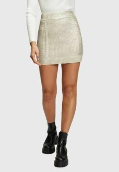 ESPRIT Mit Zopfmuster Im Metallic-Look - A-Lijn Rok - Gold