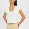 Edc By Esprit Mit U Bootausschnitt - T-Shirt Basic - Off White