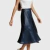 ESPRIT Metallic Look - A-Lijn Rok - Navy