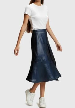 ESPRIT Metallic Look - A-Lijn Rok - Navy