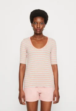 Edc By Esprit Key Shape - T-Shirt Print - Coral Orange