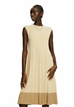 ESPRIT Ärmelloses Mit Rundhals - Gebreide Jurk - Light Beige