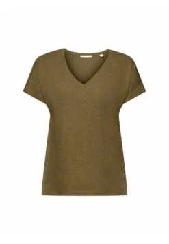 Edc By Esprit Mit V Ausschnitt - T-Shirt Basic - Khaki Green