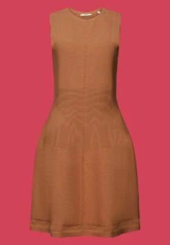 ESPRIT Flat - Gebreide Jurk - Camel -Esprit a53cfce77b094a4e8981db9b63ae6cf4