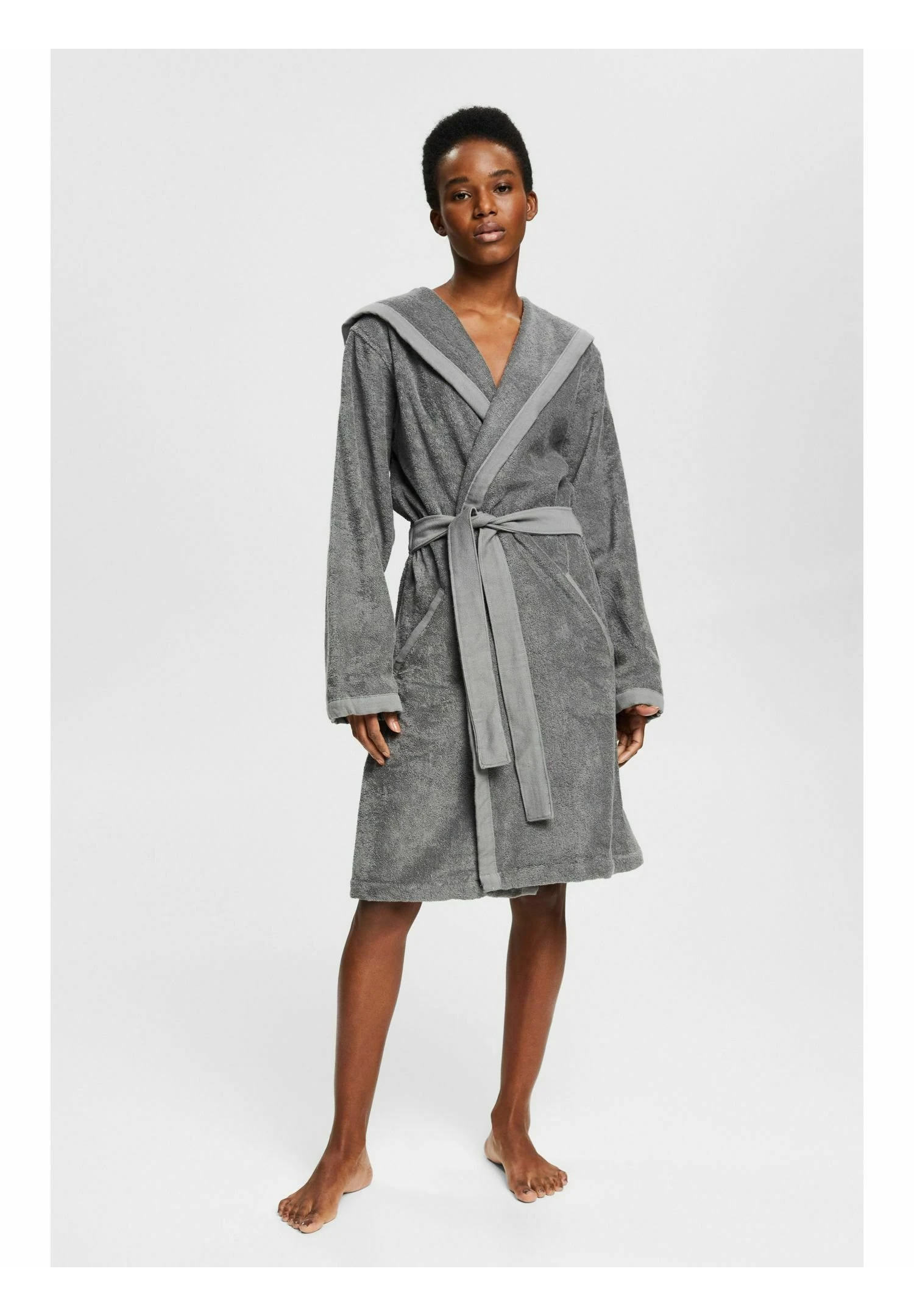 ESPRIT Mit Fixiertem Bindegürtel - Badjas - Anthracite 2 ESPRIT Mit Fixiertem Bindegürtel - Badjas - Anthracite - Afbeelding 2