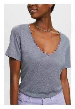 ESPRIT Mit Geblümtem V Ausschnitt - T-Shirt Print - Navy -Esprit aa1adba3f4034b75adf81525c276ce00