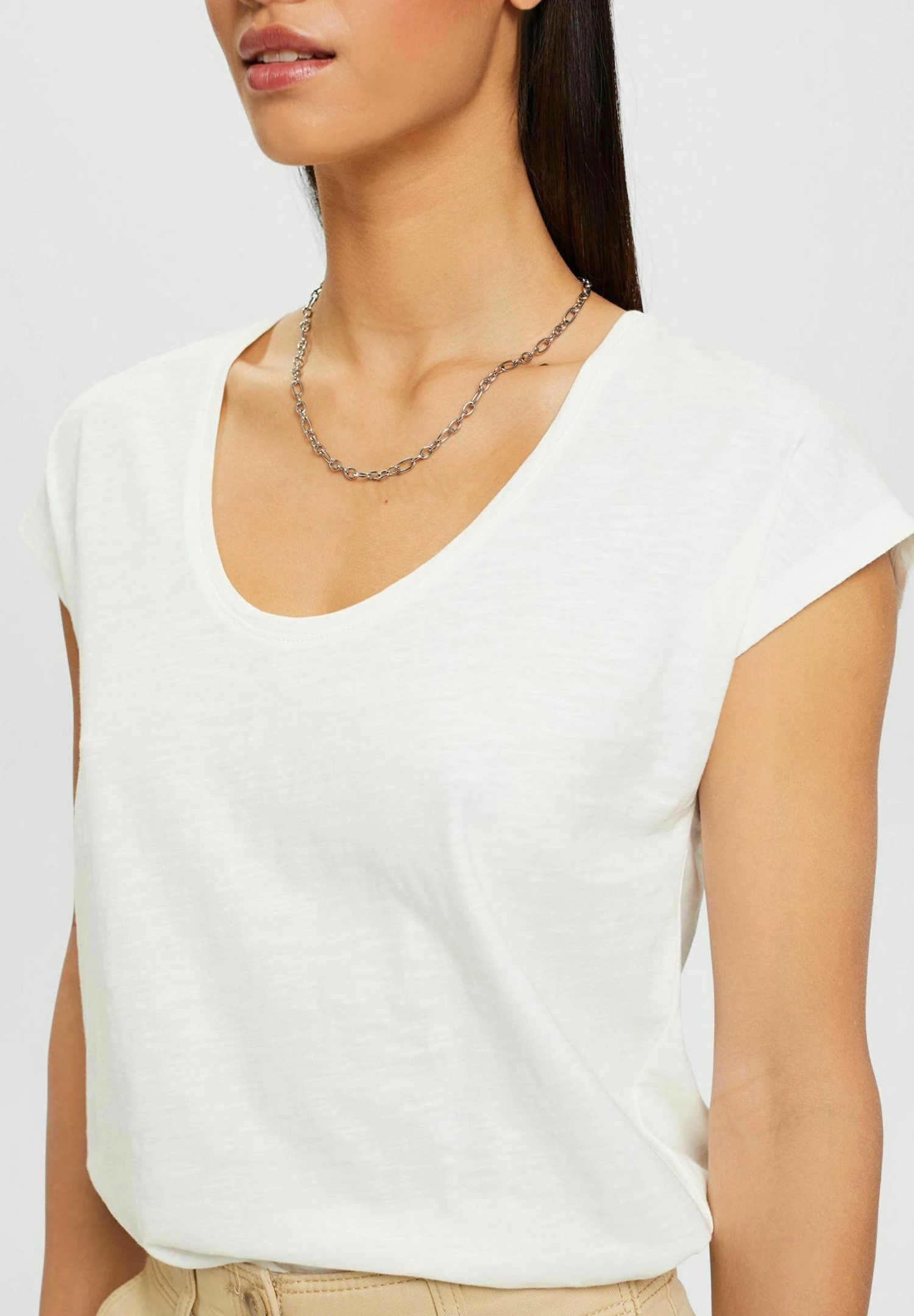 Edc By Esprit Mit U Bootausschnitt - T-Shirt Basic - Off White 4 Edc By Esprit Mit U Bootausschnitt - T-Shirt Basic - Off White - Afbeelding 4