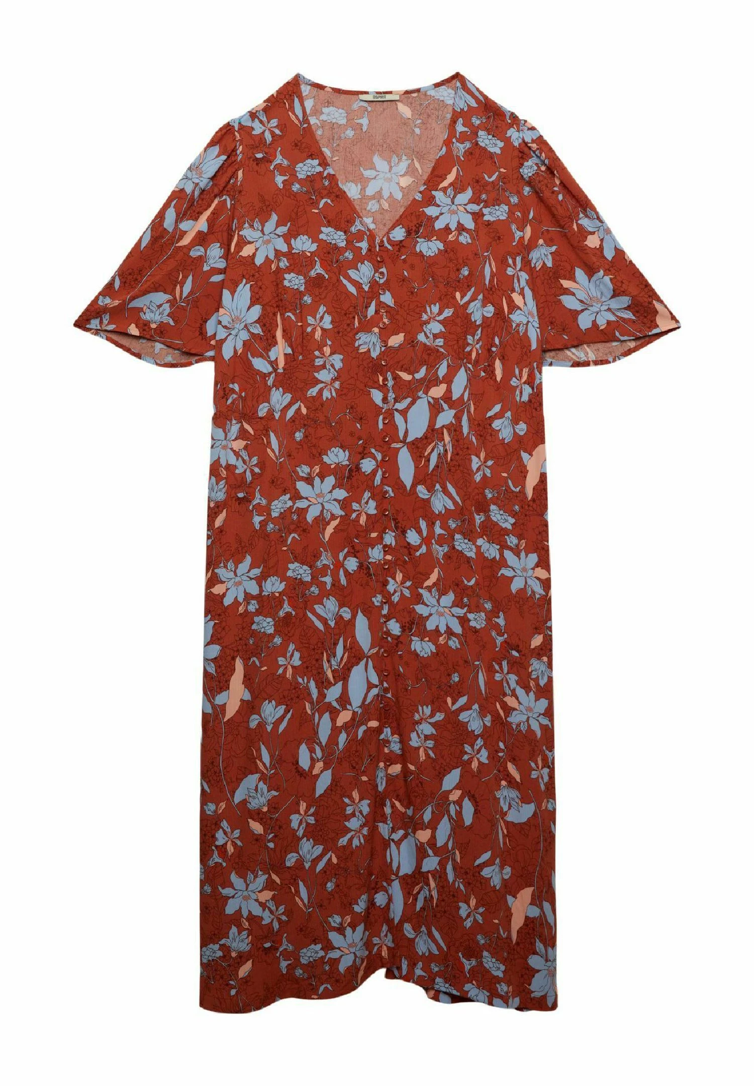 ESPRIT Curvy Midi Mit Allover-Muster - Jurk - Coral Orange 1 ESPRIT Curvy Midi Mit Allover-Muster - Jurk - Coral Orange