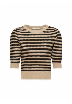 ESPRIT Gestreifter Mit Verkürzten Ärmeln - T-Shirt Print - Taupe -Esprit ad9ae0206e3942128488b06541d39de1