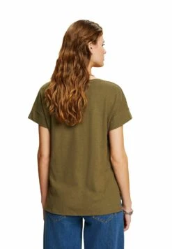 Edc By Esprit Mit V Ausschnitt - T-Shirt Basic - Khaki Green -Esprit b1c000e0f1a8483a9310ad08edacefad