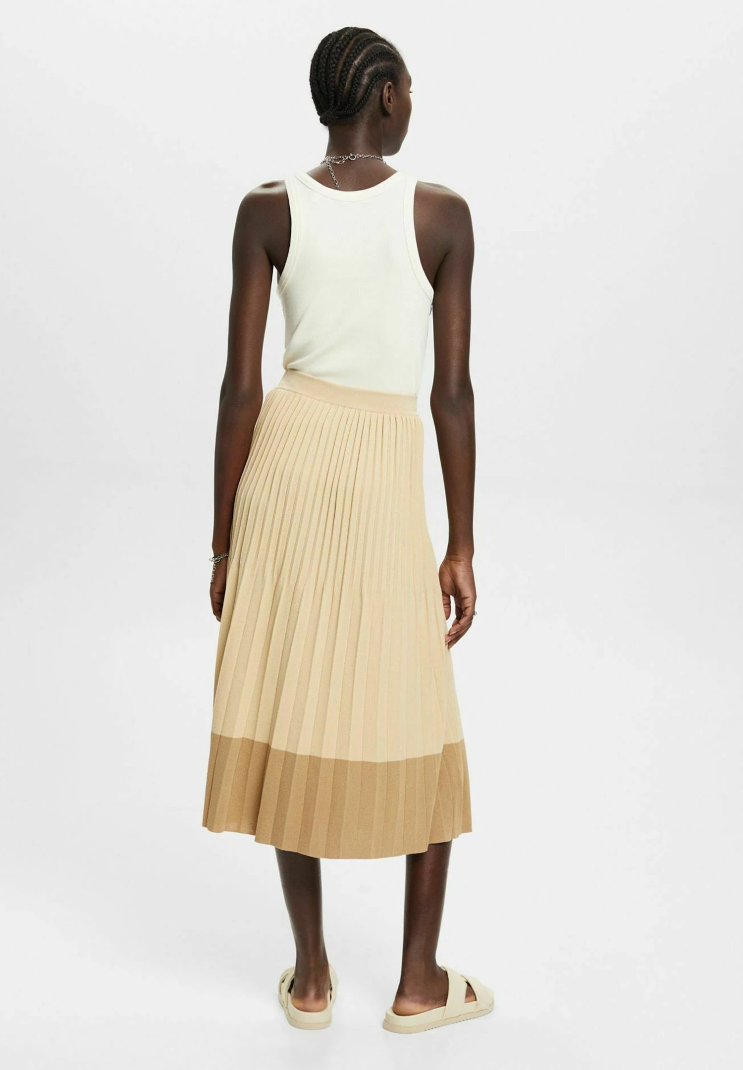 ESPRIT Plissierter- A-Lijn Rok - Light Beige 3 ESPRIT Plissierter- A-Lijn Rok - Light Beige - Afbeelding 3