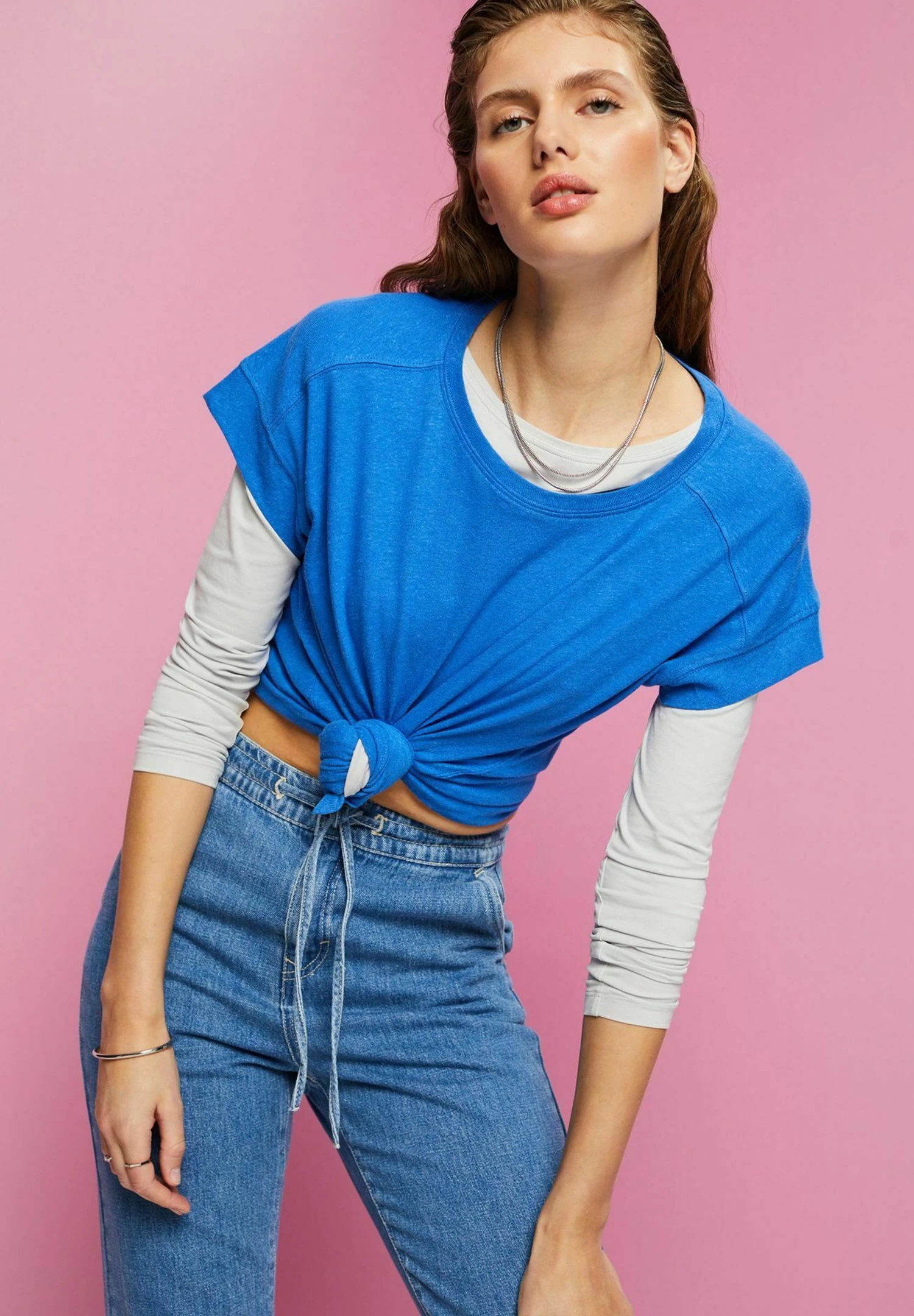 ESPRIT T-Shirt Basic - Bright Blue 6 ESPRIT T-Shirt Basic - Bright Blue - Afbeelding 6