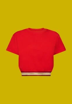 ESPRIT Cropped Mit Glitzer Detail - T-Shirt Print - Red -Esprit bb6dd45d162d41eb98ff73fd71d6ec55