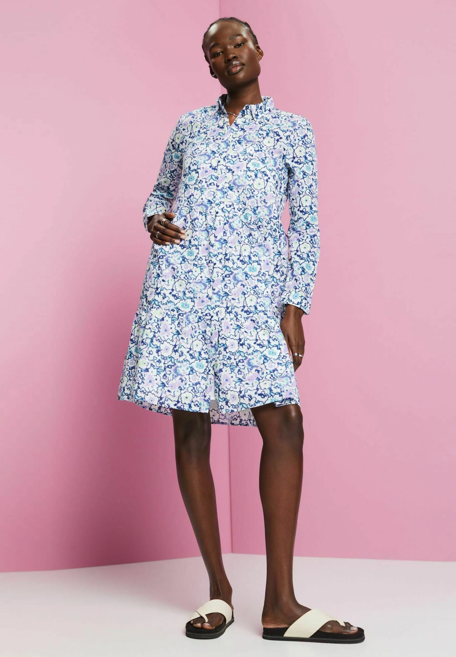 ESPRIT Mit Floralem Allover - Blousejurk - White 4 ESPRIT Mit Floralem Allover - Blousejurk - White - Afbeelding 4