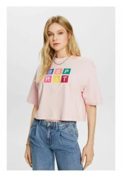 ESPRIT Logo Mit Stickerei - T-Shirt Print - Pastel Pink